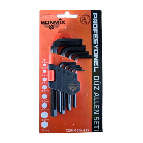 ALLEN ( ALYAN ) SETİ 9 PARÇA DÜZ 120 MM SONMİX / 10 - 5